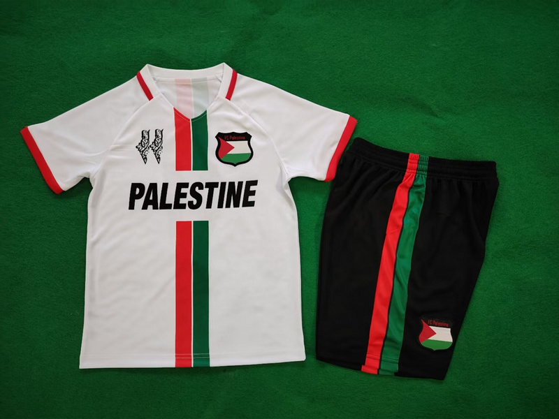 Kids-Palestine 24/25 Special White/Red/Green Soccer Jersey